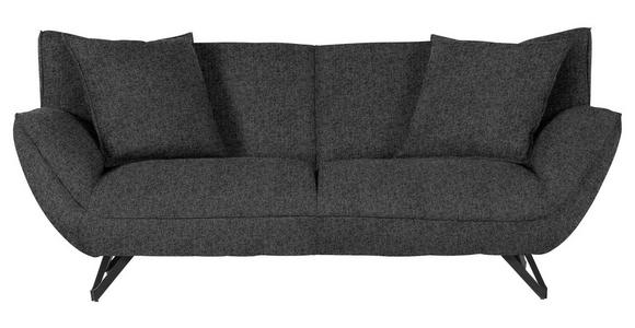 3-SITZER-SOFA in Samt Grau  - Schwarz/Grau, Design, Textil/Metall (203/90/95cm) - Carryhome