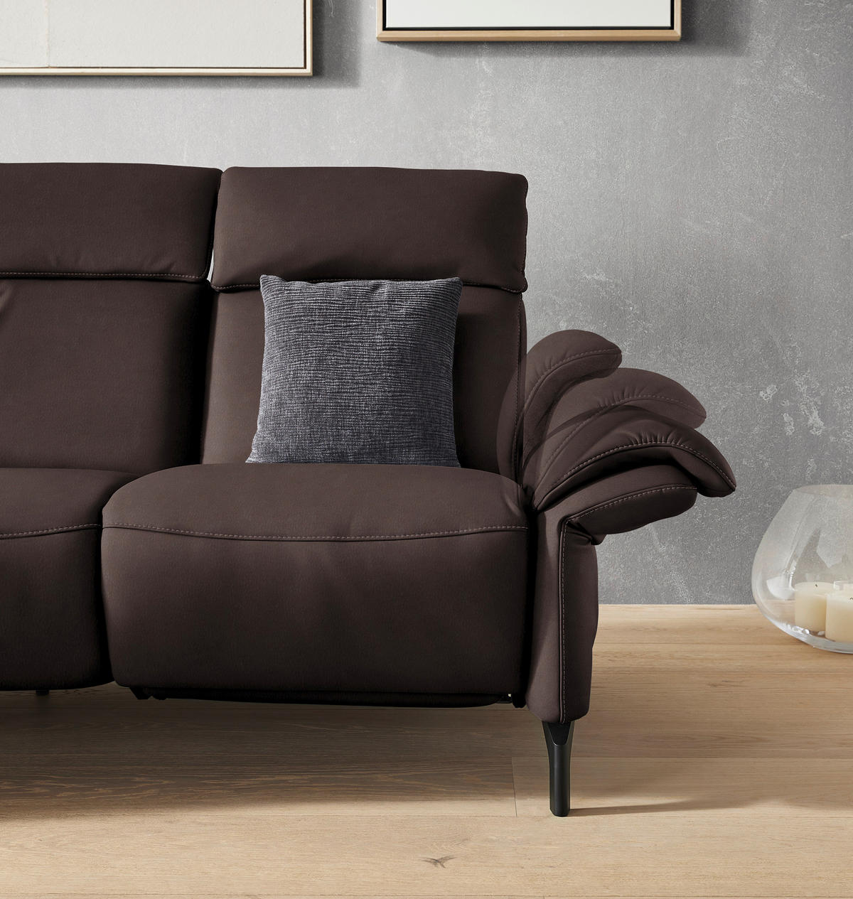 2-SITZER-SOFA in Echtleder Dunkelbraun  - Dunkelbraun/Schwarz, Konventionell, Leder/Metall (178/103/95cm) - Dieter Knoll