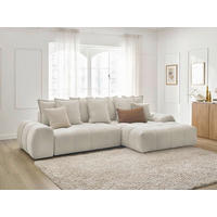 ECKSCHLAFSOFA EVEREST  mit Rücken echt, Armteil links, Armteil rechts Struktur Beige  - Beige/Schwarz, MODERN, Kunststoff/Textil (318/180cm) - Livetastic