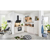 ECKKÜCHE 215/285 cm  in Eichefarben, Sandfarben  - Sandfarben/Edelstahlfarben, Design, Holzwerkstoff/Metall (215/285cm) - Celina