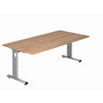 SCHREIBTISCH 200/100/65-85 cm Silberfarben, Nussbaumfarben  - Silberfarben/Nussbaumfarben, KONVENTIONELL, Holzwerkstoff/Metall (200/100/65-85cm) - Venda