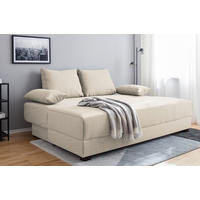 ROZKLADACIA POHOVKA, textil, krémová - krémová/tmavohnedá, Design, drevo/textil (202/85/110cm) - MID.YOU