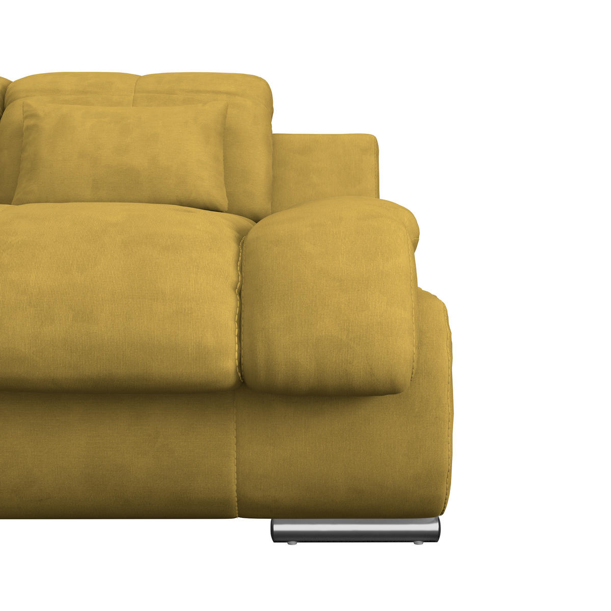 WOHNLANDSCHAFT Senfgelb Mikrofaser  - Chromfarben/Senfgelb, MODERN, Textil/Metall (228/345/184cm) - MID.YOU