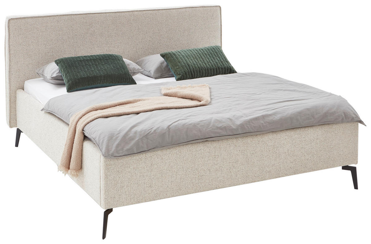 POLSTERBETT 180/200 cm,  in  - Beige/Schwarz, Design, Textil/Metall (180/200cm) - home24