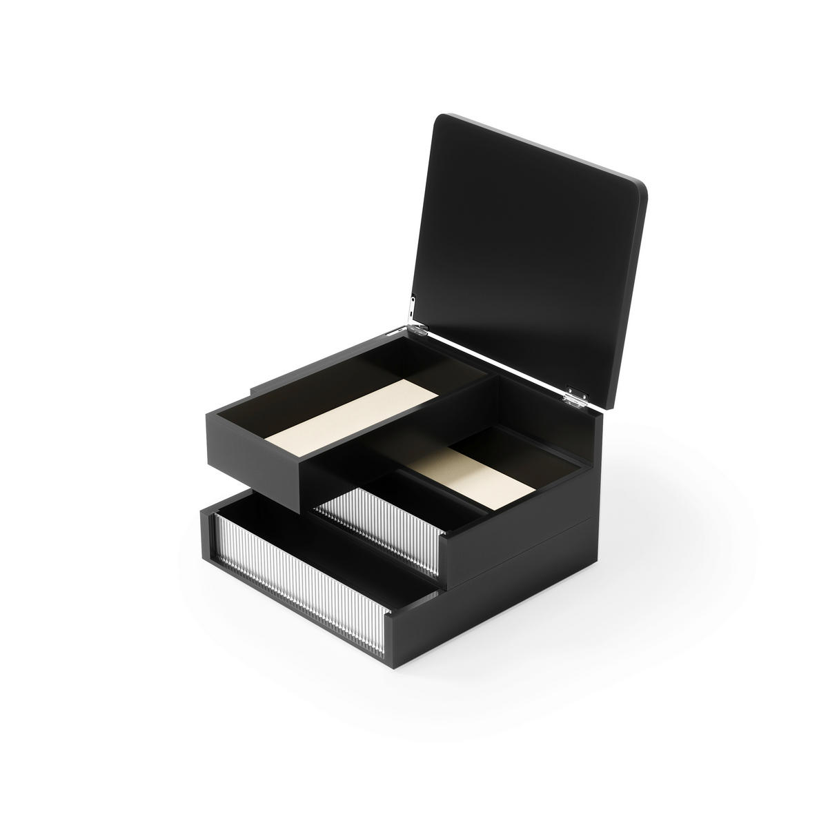 KUTIJA ZA ODLAGANJE  24/24/15 cm       - crna, Lajfstajl, staklo/tekstil (24/24/15cm) - Umbra