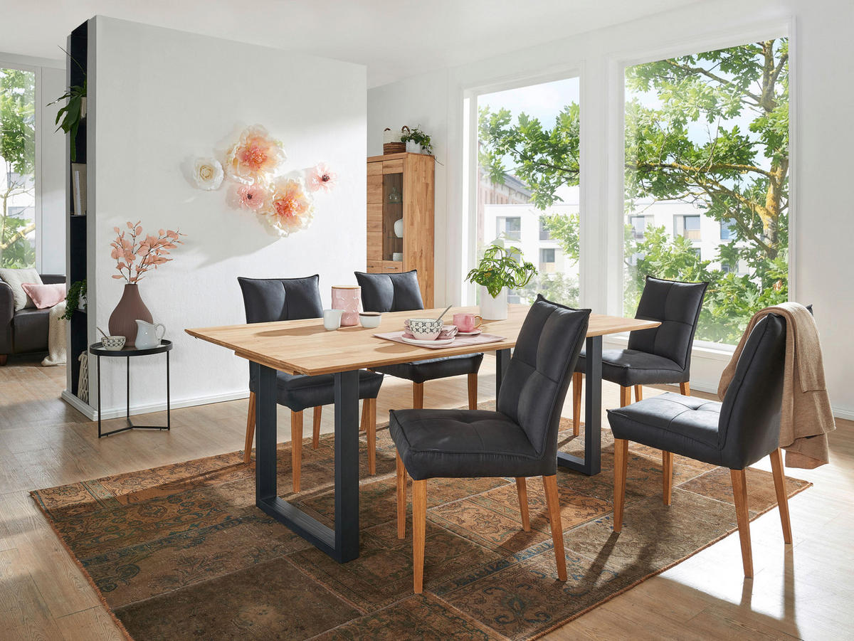 ESSTISCH in Holz, Metall 160/90/75 cm  - Wildeiche/Schwarz, Konventionell, Holz/Metall (160/90/75cm) - Livetastic