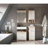 BADEZIMMER 4-teilig  in 97 cm  - Weiss Hochglanz/Silberfarben, Modern, Glas/Holzwerkstoff (97cm) - MID.YOU