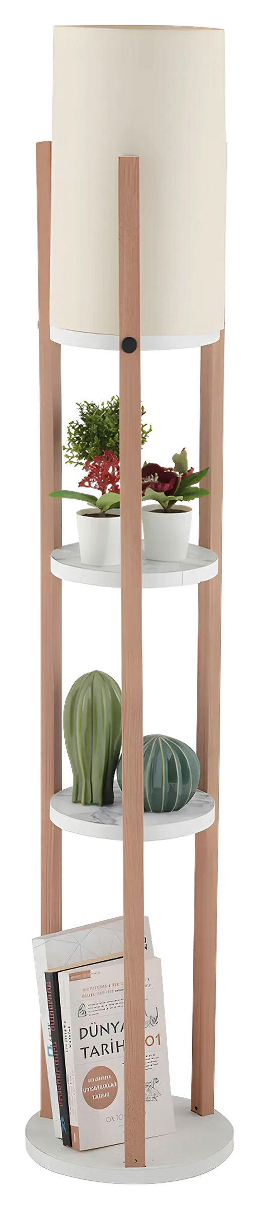 P & B Stehleuchte Weiß, Natur 135 cm