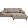 ECKSOFA Taupe Cord  - Taupe/Schwarz, KONVENTIONELL, Textil/Metall (250/175cm) - Carryhome