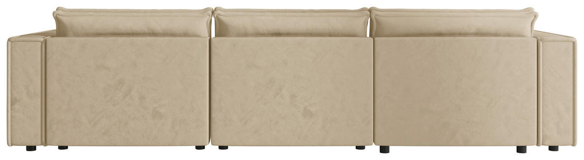 WOHNLANDSCHAFT Beige Webstoff  - Beige/Schwarz, MODERN, Kunststoff/Textil (153/350/153cm) - Xora