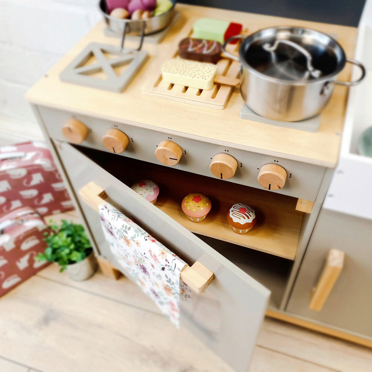 KINDERKÜCHE LINUM - Naturfarben/Grau, Basics, Holz/Holzwerkstoff (76/36/90cm) - MUSTERKIND