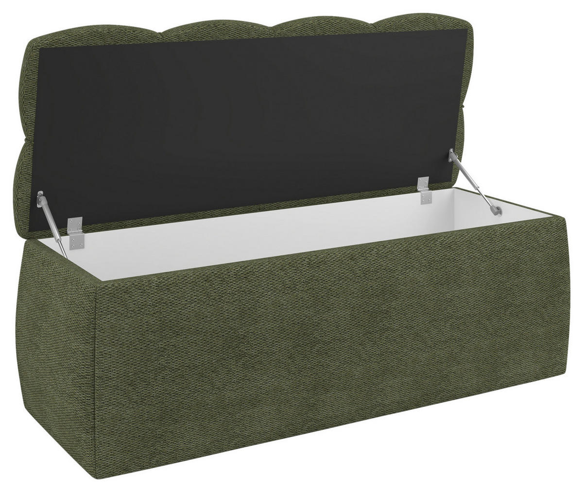 BETTBANK Bouclé Olivgrün  - Schwarz/Olivgrün, Basics, Kunststoff/Textil (141/50/40cm) - Chameo