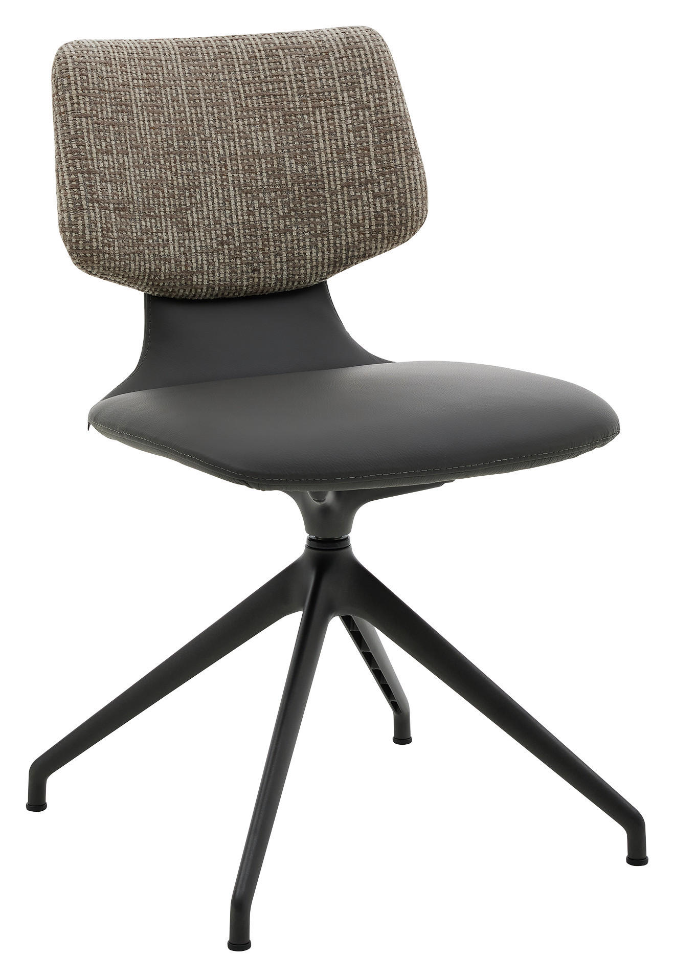 STUHL Echtleder Dunkelgrau  - Dunkelgrau/Anthrazit, Design, Leder/Textil (50/87/56,5cm) - Musterring