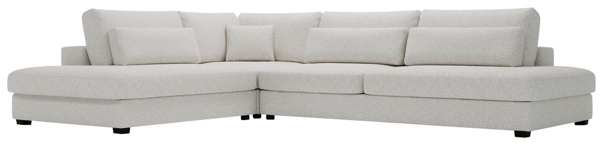 ECKSOFA in Bouclé, Plüsch Beige  - Beige/Schwarz, Design, Kunststoff/Textil (244/332cm) - Livetastic