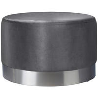 HOCKER Samt Grau, Edelstahlfarben  - Edelstahlfarben/Grau, Trend, Textil/Metall (55/35/55cm) - Xora