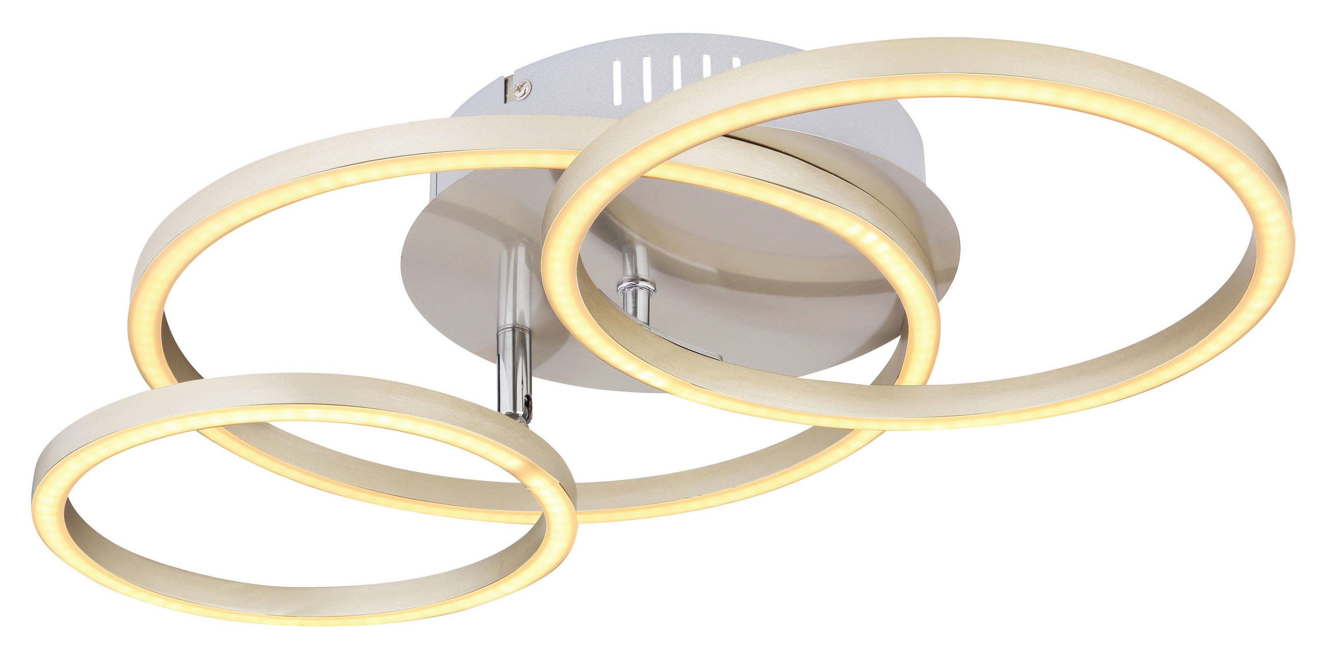LED-DECKENLEUCHTE Kendy 50/30/9,5 cm - Weiß/Nickelfarben, Basics, Kunststoff/Metall (50/30/9,5cm) - Globo