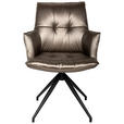 ARMLEHNSTUHL  in Eisen Lederlook  - Schwarz/Braun, Design, Textil/Metall (59/89,5/63cm) - Novel