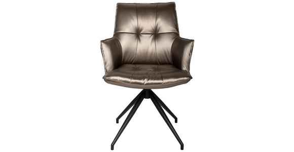 ARMLEHNSTUHL in Eisen Lederlook - Schwarz/Braun, Design, Textil/Metall (59/89,5/63cm) - Novel