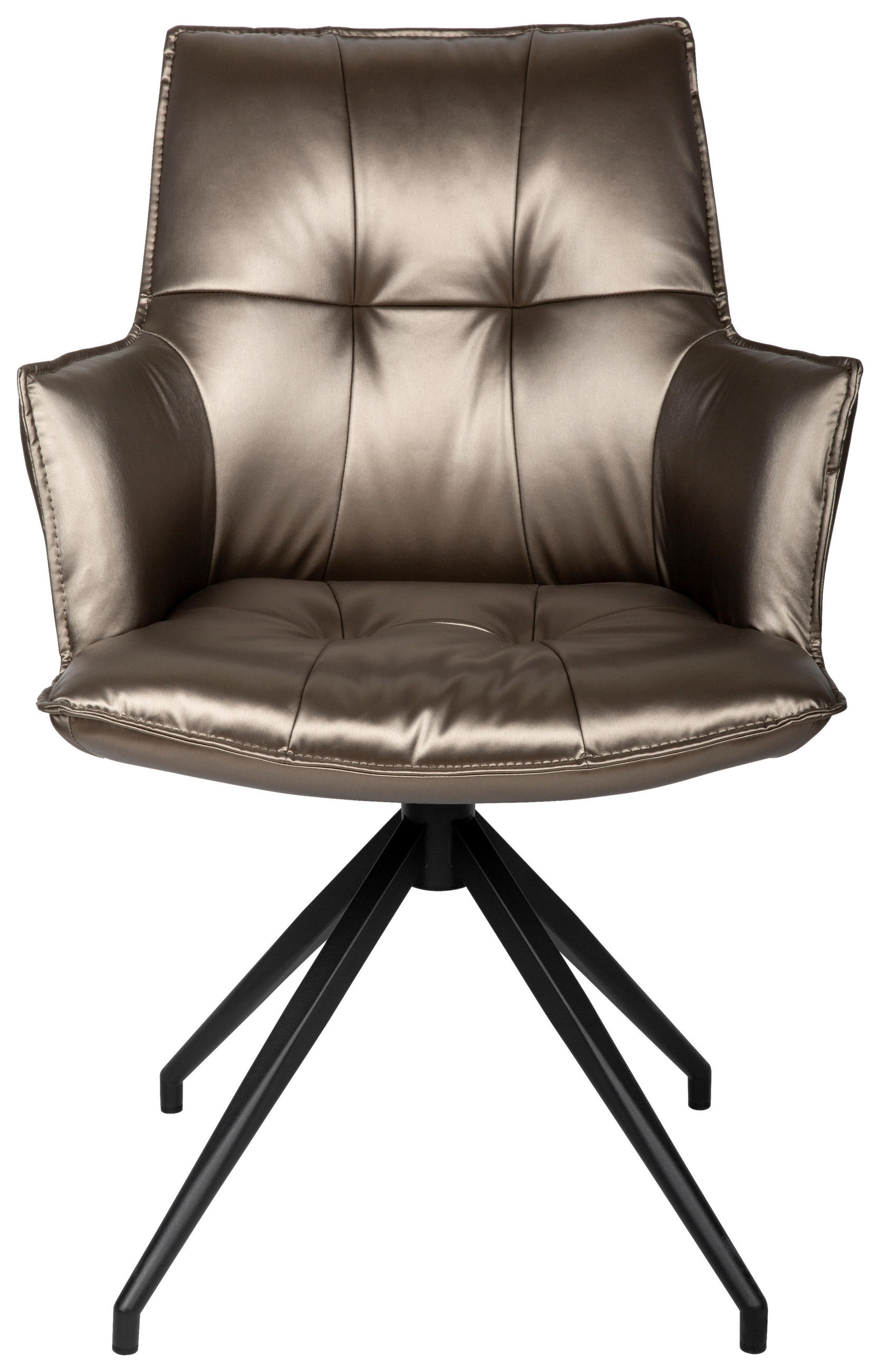 ARMLEHNSTUHL  in Eisen Lederlook  - Schwarz/Braun, Design, Textil/Metall (59/89,5/63cm) - Novel