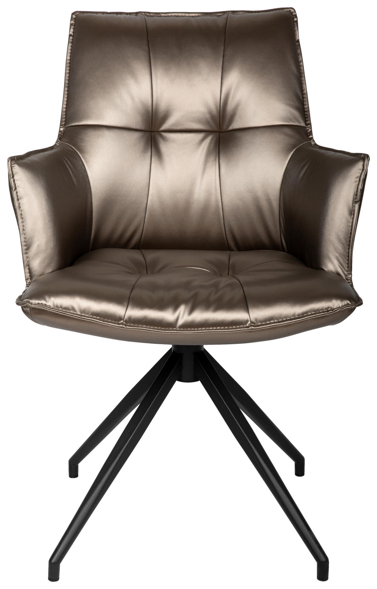ARMLEHNSTUHL  in Eisen Lederlook  - Schwarz/Braun, Design, Textil/Metall (59/89,5/63cm) - Novel
