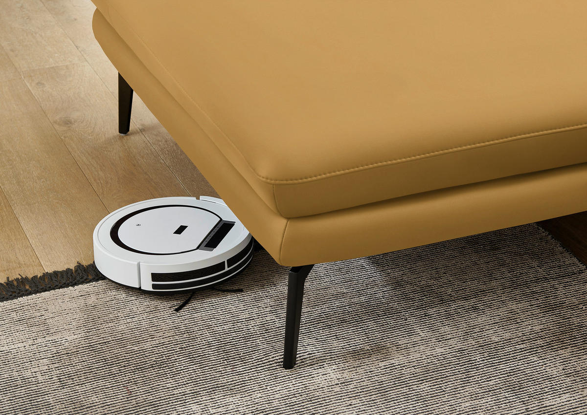 ECKSOFA in Echtleder Gelb  - Gelb/Schwarz, Design, Leder/Metall (180/310cm) - Dieter Knoll