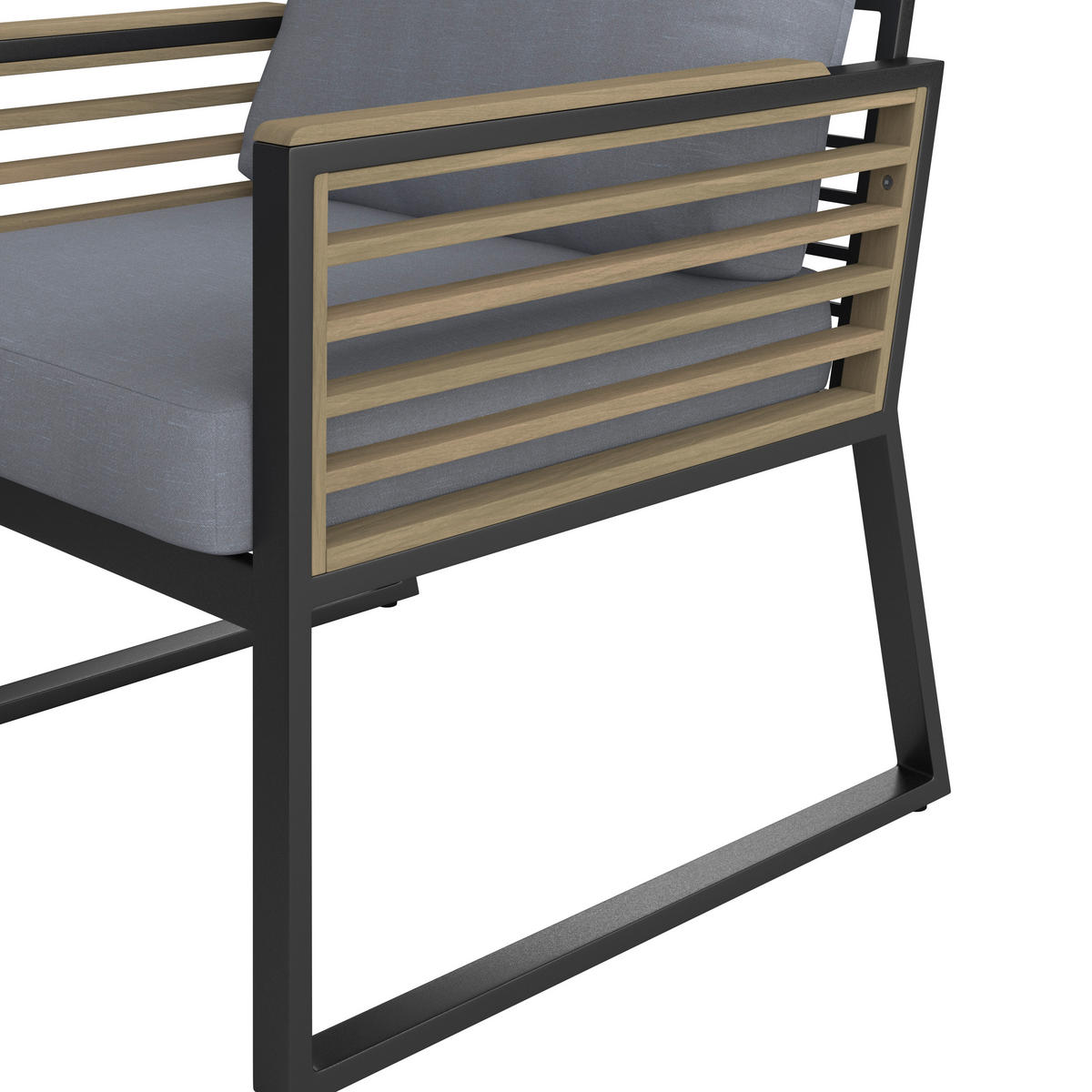 LOUNGEGARNITUR Teakholz Aluminium  - Schwarz, MODERN, Holz/Metall (203/74,5/85cm) - Ambia Garden