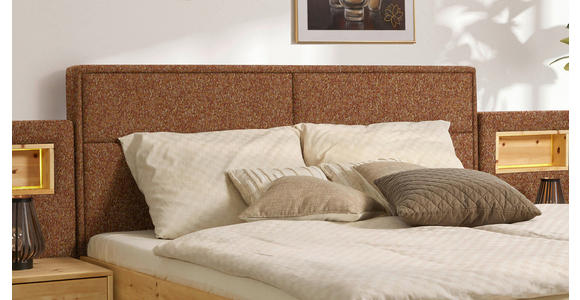 BETT 180/200 cm in Orange, Zirbelkieferfarben - Zirbelkieferfarben/Orange, Natur, Holz/Textil (180/200cm) - Valnatura