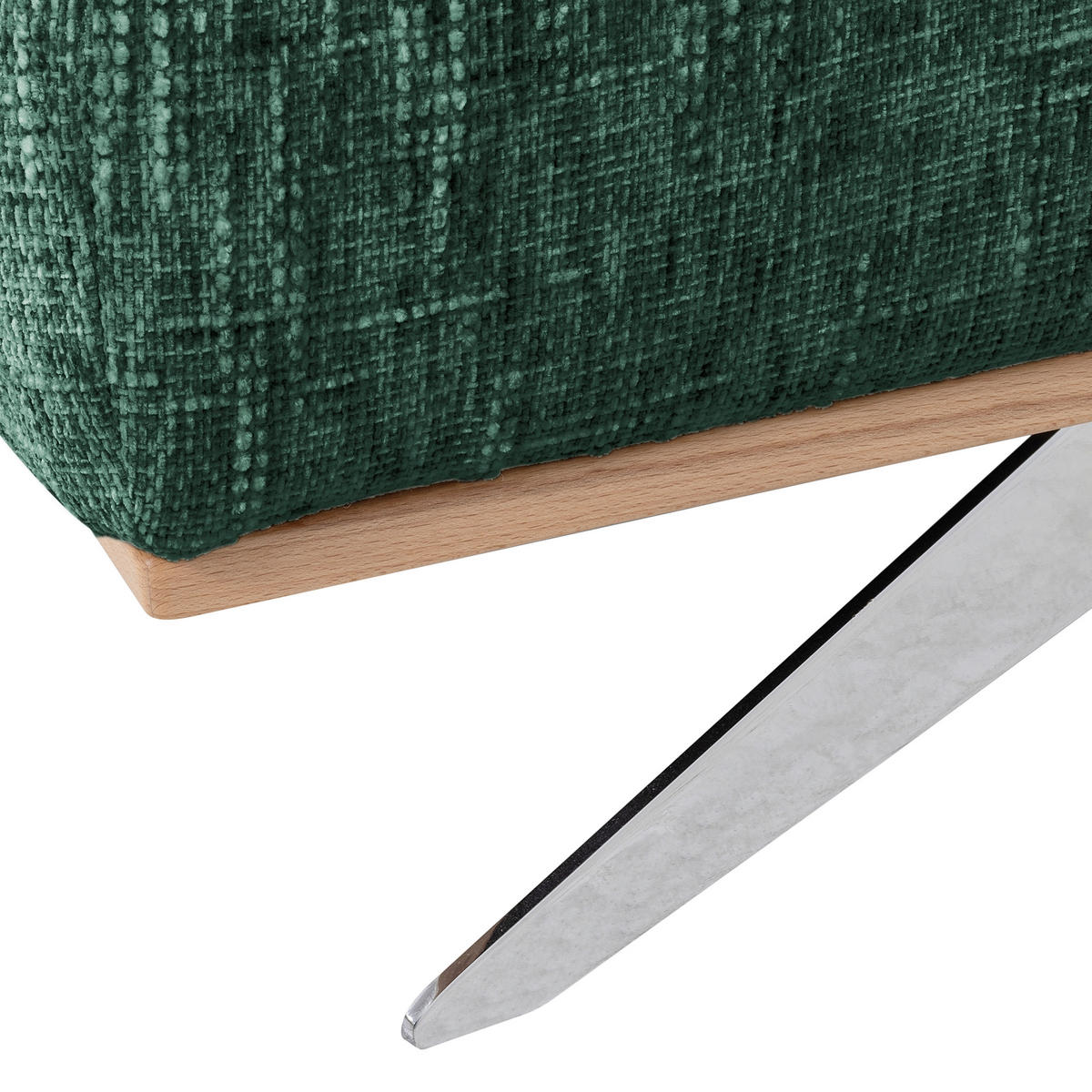 ECKSOFA PORTLAND in Struktur Grün Kopfteilverstellung  295/187 cm  - Chromfarben/Grün, Design, Holz/Textil (295/187cm) - Livetastic