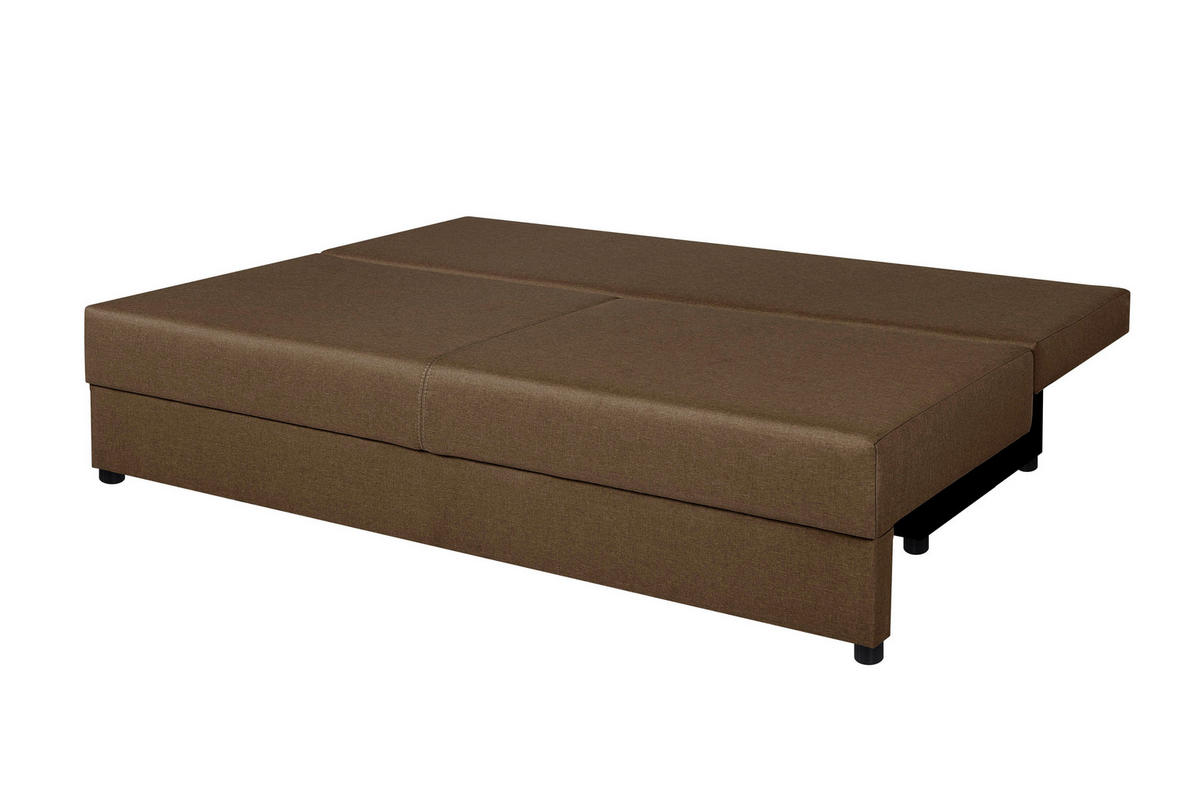 SCHLAFSOFA  mit Liegefunktion, Rücken echt Braun  - Schwarz/Braun, Design, Kunststoff/Textil (190/80/75cm) - P & B