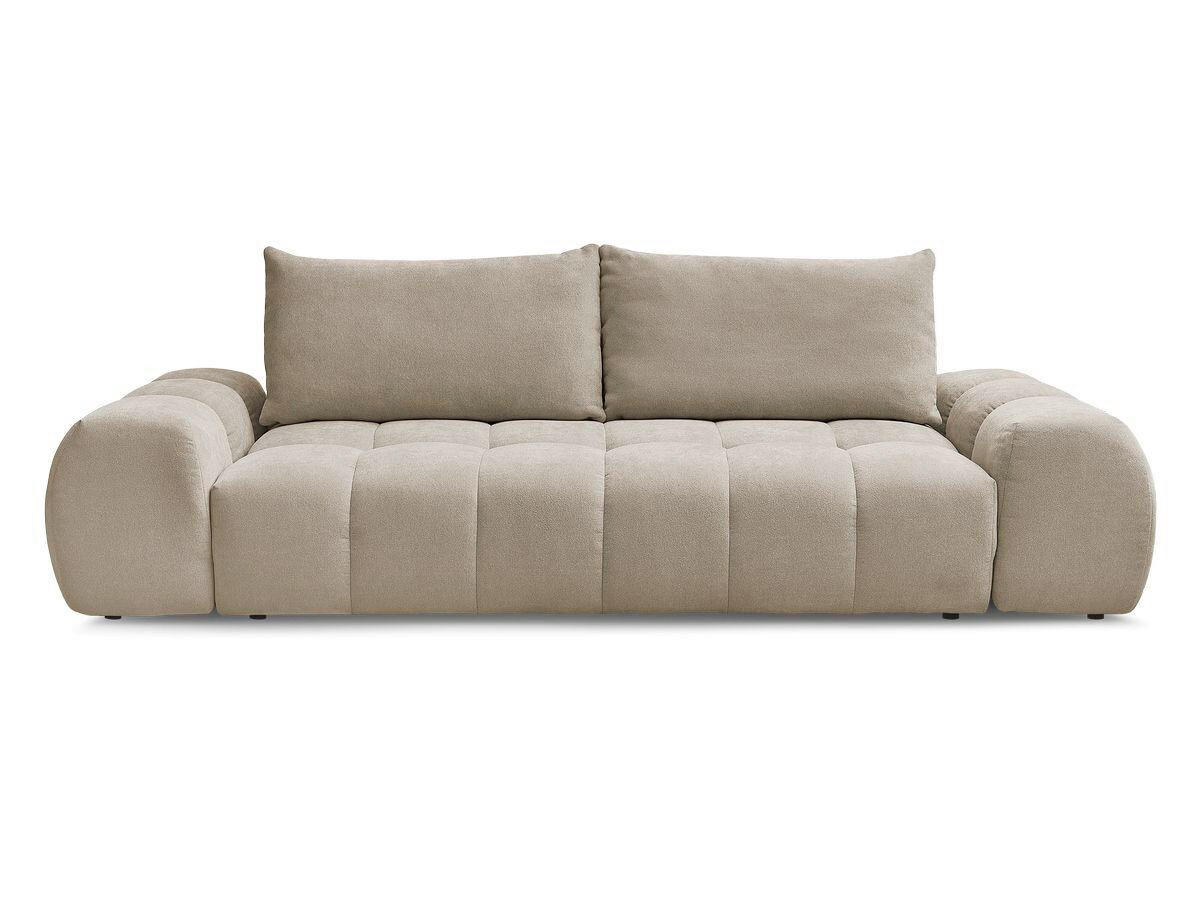 SCHLAFSOFA EVEREST  mit Rücken echt, Armteil links, Armteil rechts Struktur Taupe  - Taupe/Schwarz, MODERN, Kunststoff/Textil (278/90/115cm)