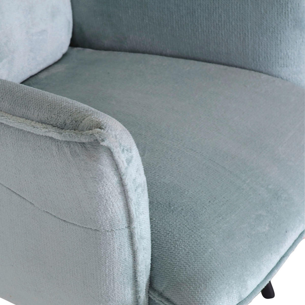 OHRENSESSEL in Plüsch Mintgrün  - Schwarz/Hellblau, KONVENTIONELL, Textil/Metall (83/110/92cm) - MID.YOU