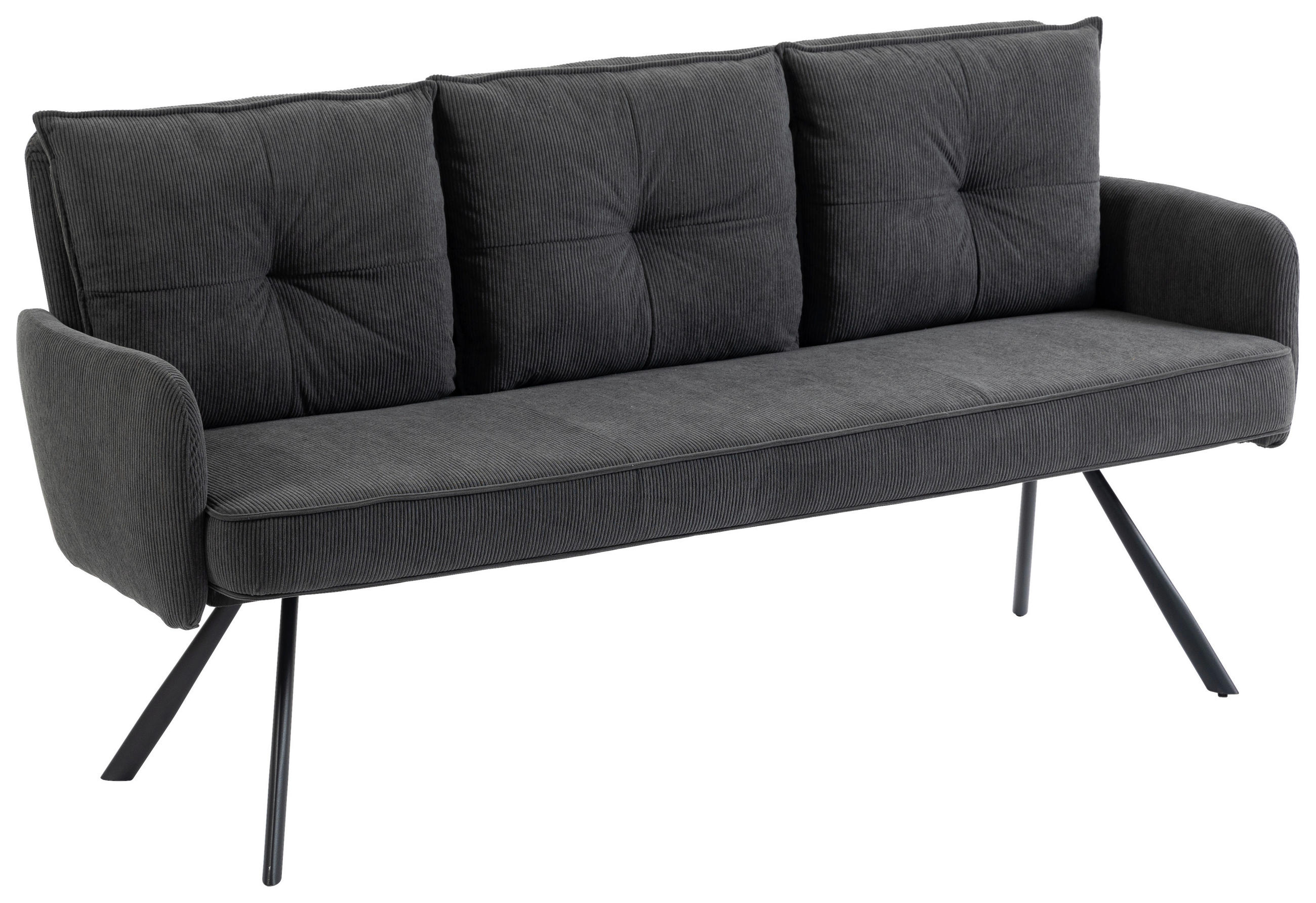 SITZBANK 180/93/67 cm Cord Anthrazit Metall  - Anthrazit/Schwarz, Design, Textil/Metall (180/93/67cm) - Novel
