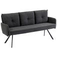 SITZBANK 180/93/67 cm Cord Anthrazit Metall  - Anthrazit/Schwarz, Design, Textil/Metall (180/93/67cm) - Novel