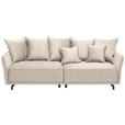 BIGSOFA  in Velours Beige  - Beige/Schwarz, Design, Textil/Metall (226/91/103cm) - Carryhome
