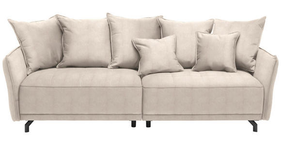 BIGSOFA  in Velours Beige  - Beige/Schwarz, Design, Textil/Metall (226/91/103cm) - Carryhome