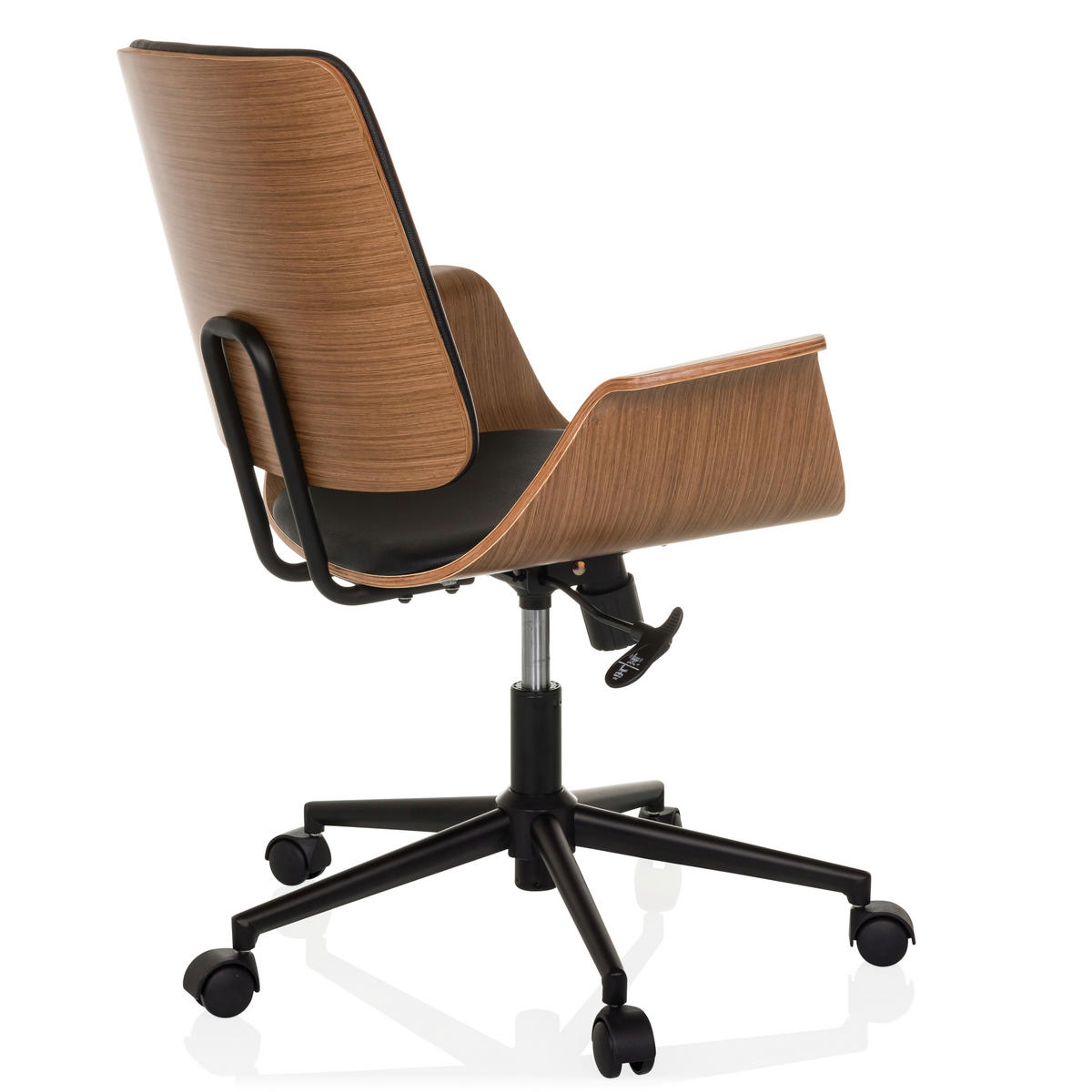 DREHSTUHL Schwarz  - Schwarz/Braun, MODERN, Leder/Holz (68/92/63,5cm) - MID.YOU