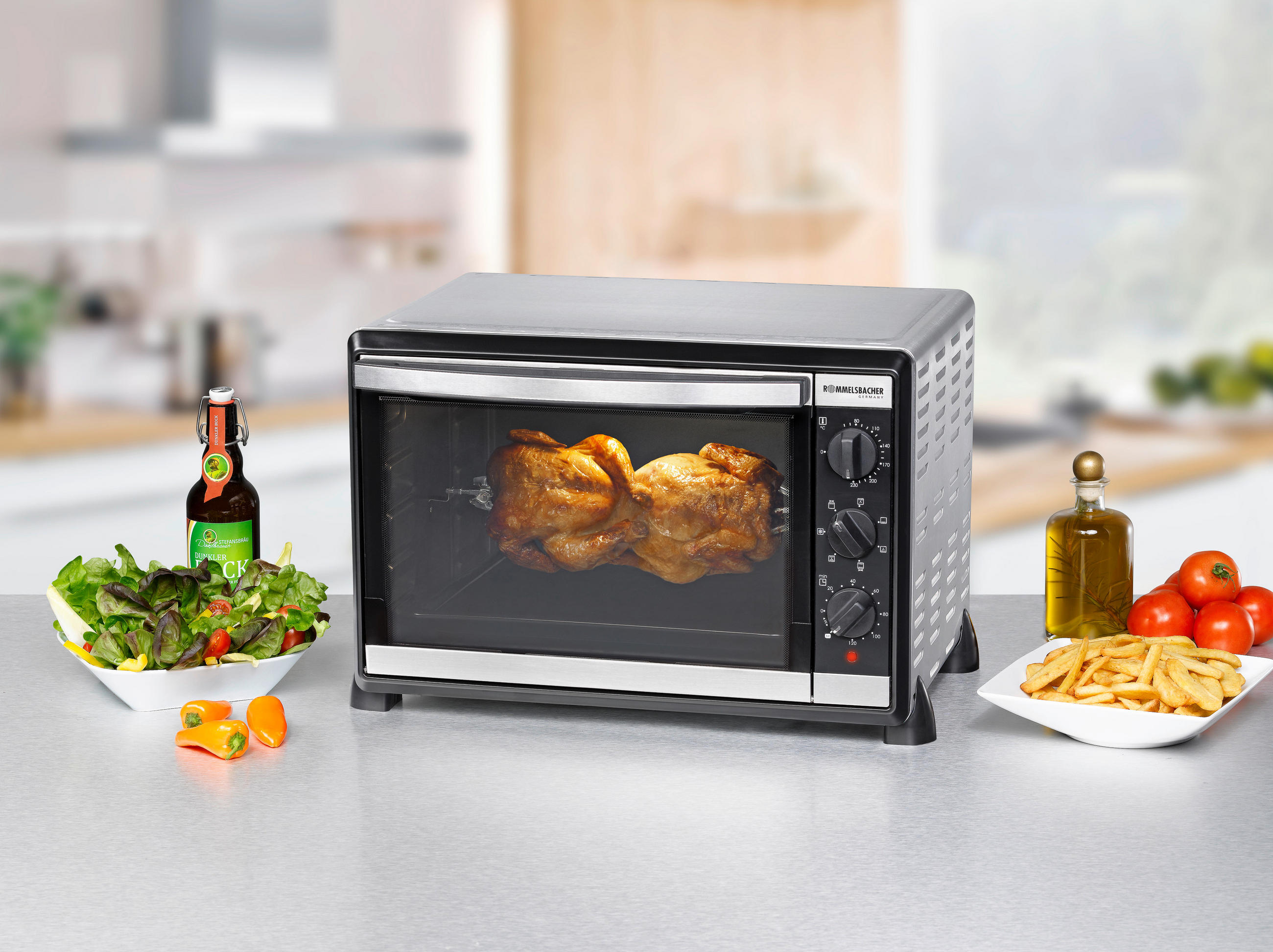 MINIBACKOFEN  - Edelstahlfarben, Basics, Metall (54.5/36/43cm) - Rommelsbacher