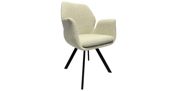 ARMLEHNSTUHL in Eisen Webstoff - Beige/Schwarz, Design, Textil/Metall (60/86,5/60cm) - Novel