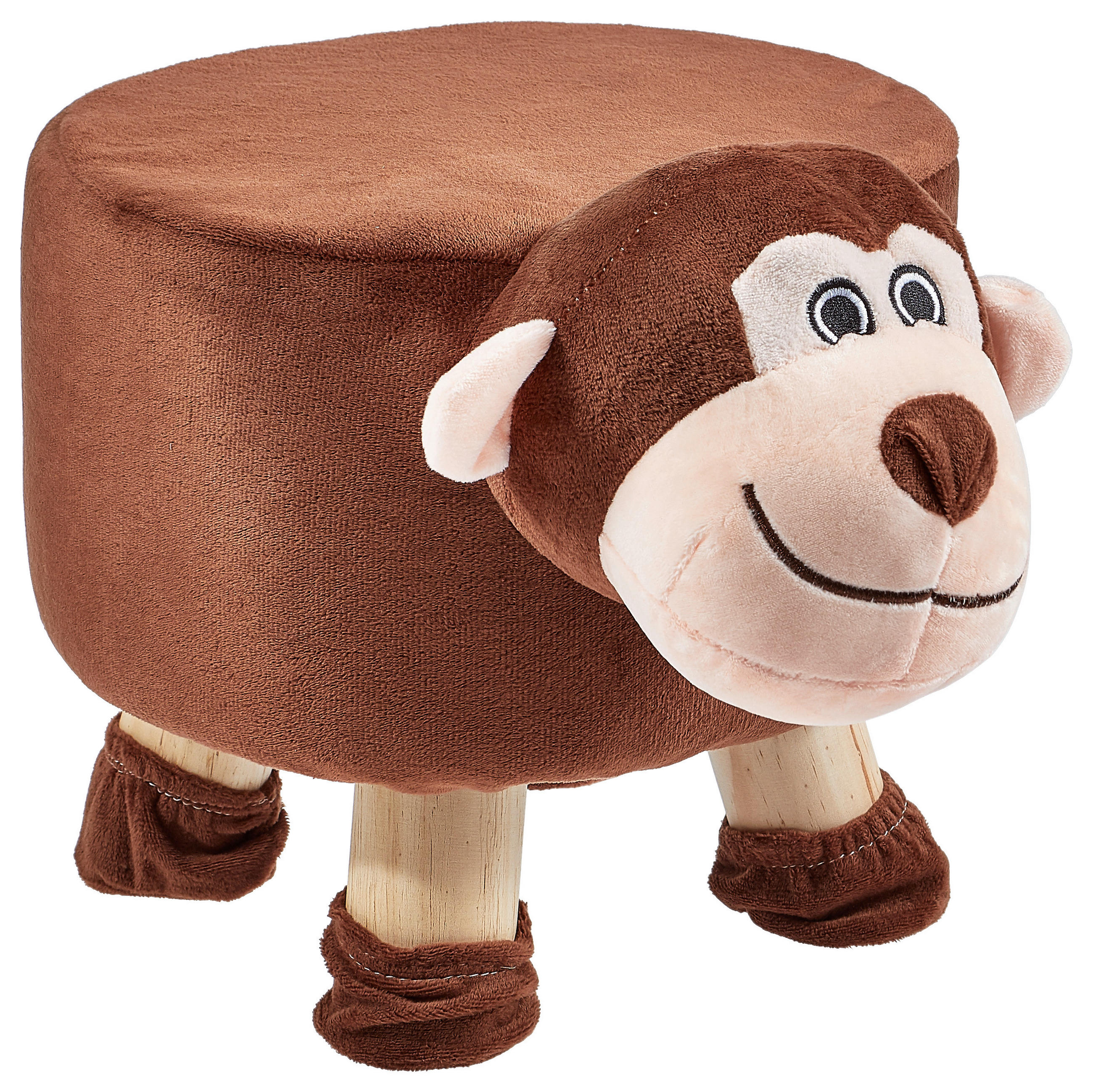 KINDERHOCKER Braun, Schwarz, Dunkelbraun, Hellbraun  - Hellbraun/Dunkelbraun, Basics, Holz/Textil (44/24/28cm)