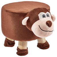 KINDERHOCKER Braun, Schwarz, Dunkelbraun, Hellbraun  - Hellbraun/Dunkelbraun, Basics, Holz/Textil (44/24/28cm)