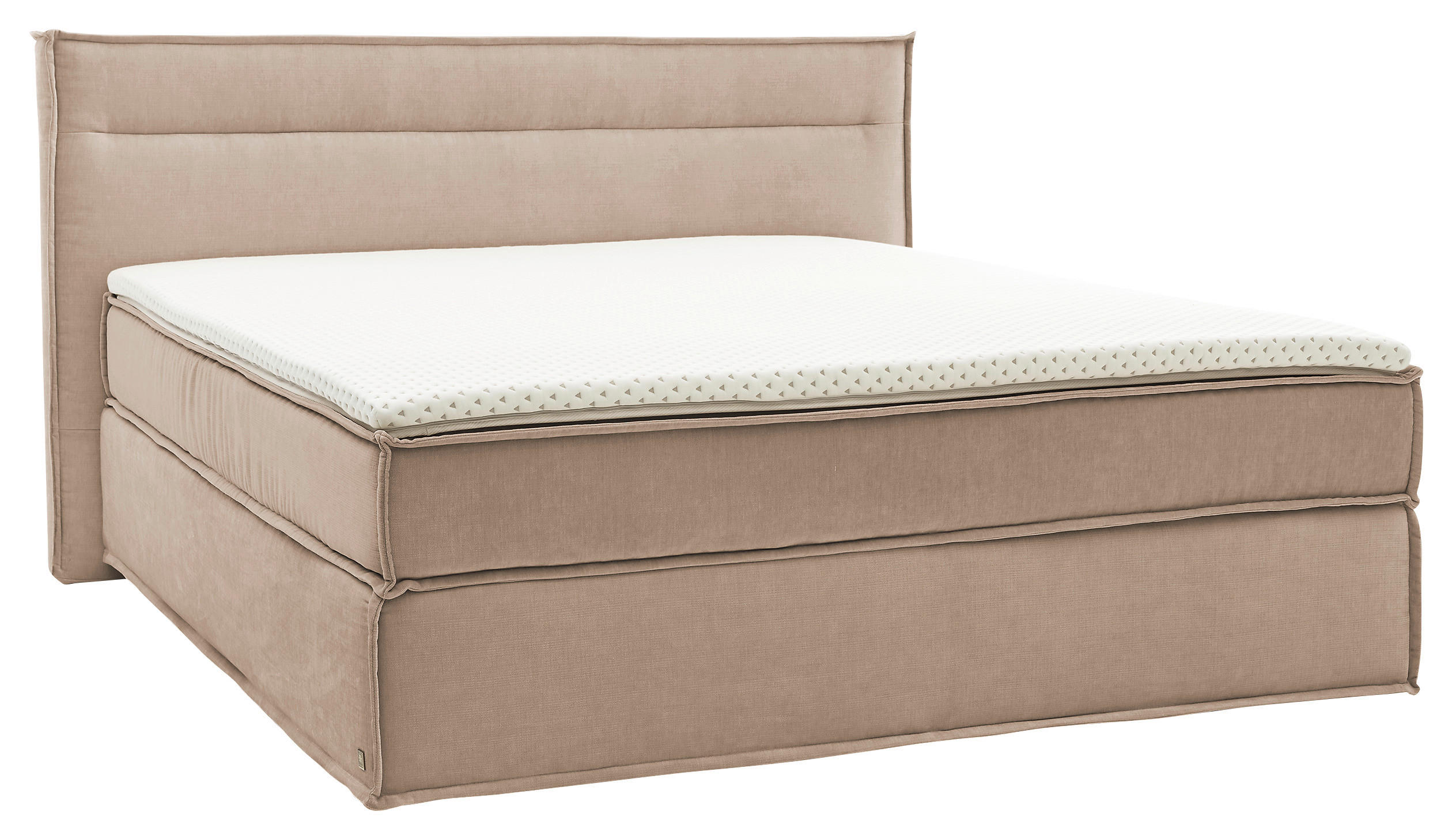 BOXSPRINGBETT 180/200 cm,  in Beige, Topper, H2 + H3 = mittel + fest  - Beige/Schwarz, Design, Textil (180/200cm) - Musterring