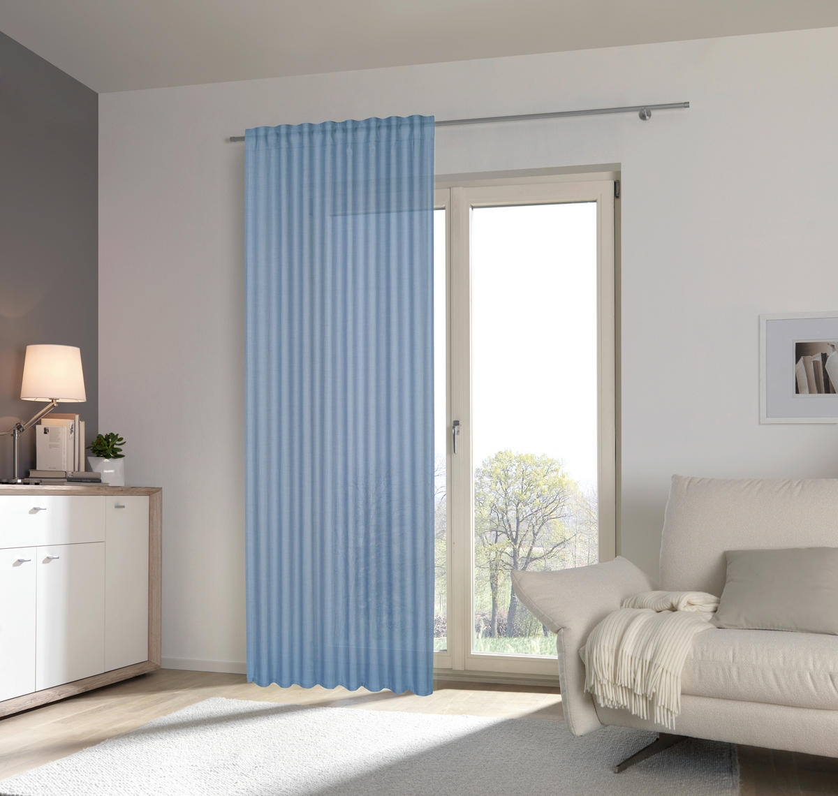 HOTOVÝ ZÁVĚS, neprůsvitné, 135/245 cm - modrá, Basics, textil (135/245cm) - Esposa