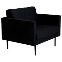 SESSEL in Samt Schwarz  - Schwarz, Design, Textil/Metall (95/80/84cm) - Livetastic