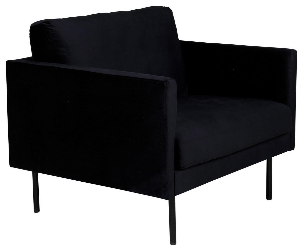 SESSEL in Samt Schwarz  - Schwarz, Design, Textil/Metall (95/80/84cm) - Livetastic