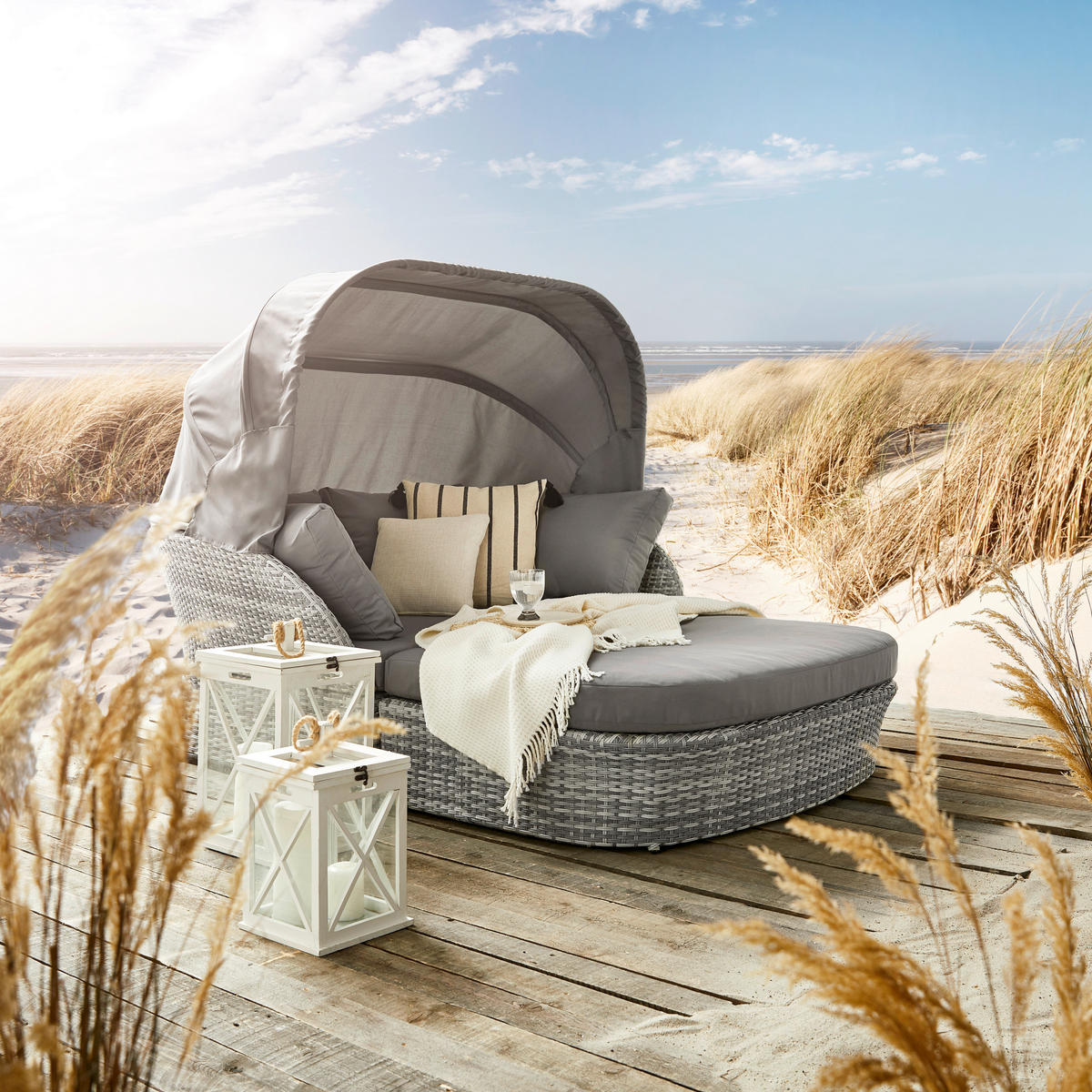 GARTENMUSCHEL 154/137/192 cm Aluminium  - Grau, MODERN, Kunststoff/Textil (154/137/192cm) - Ambia Garden