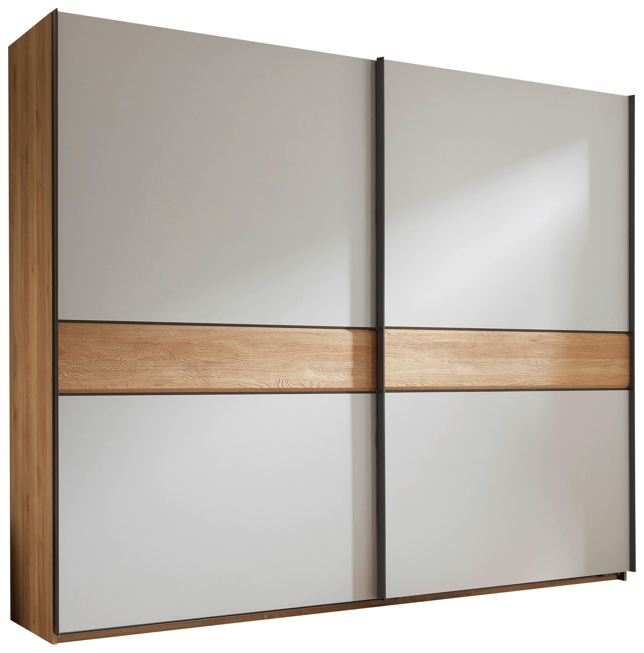 DULAP CU UșI CULISANTE in culoare lemn stejar, gri deschis  - gri deschis/culoare lemn stejar, Design, metal/lemn (270/225,5/61,2cm) - Xora