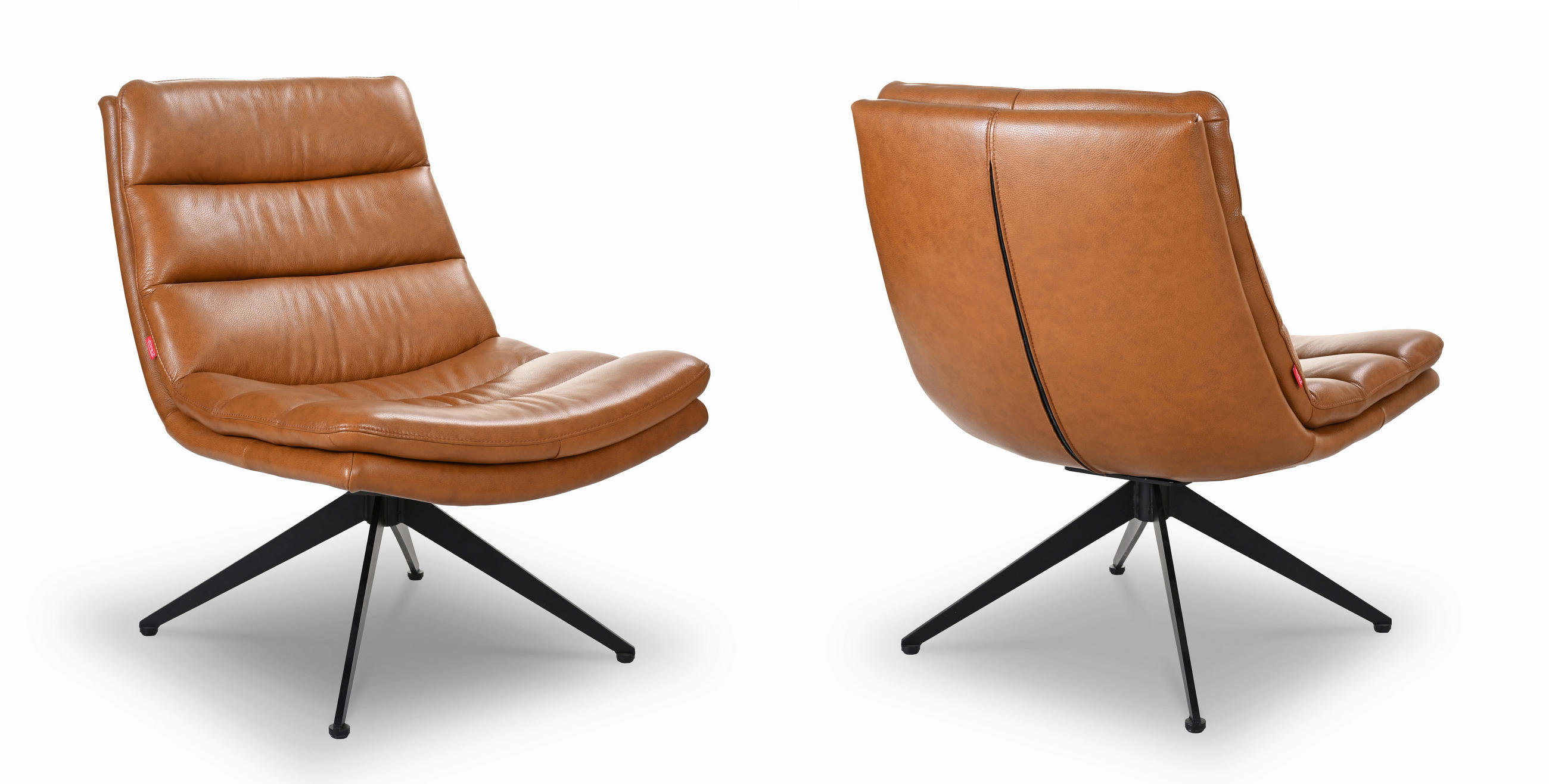 DESIGN-FOTEL - fekete/konyak, Design, bőr/fém (77/64,5/64,5cm) - Dieter Knoll