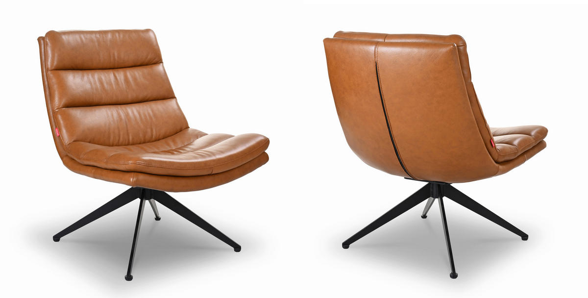 DIZAJNOVÉ KRESLO, kov, koža, koňaková - čierna/koňaková, Design, kov/koža (77/64,5/64,5cm) - Dieter Knoll