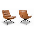 DESIGNSESSEL in Echtleder Cognac  - Cognac/Schwarz, Design, Leder/Metall (77/64,5/64,5cm) - Dieter Knoll
