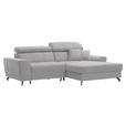 ECKSOFA in Velours Hellgrau  - Hellgrau/Schwarz, Design, Textil/Metall (267/181cm) - Carryhome